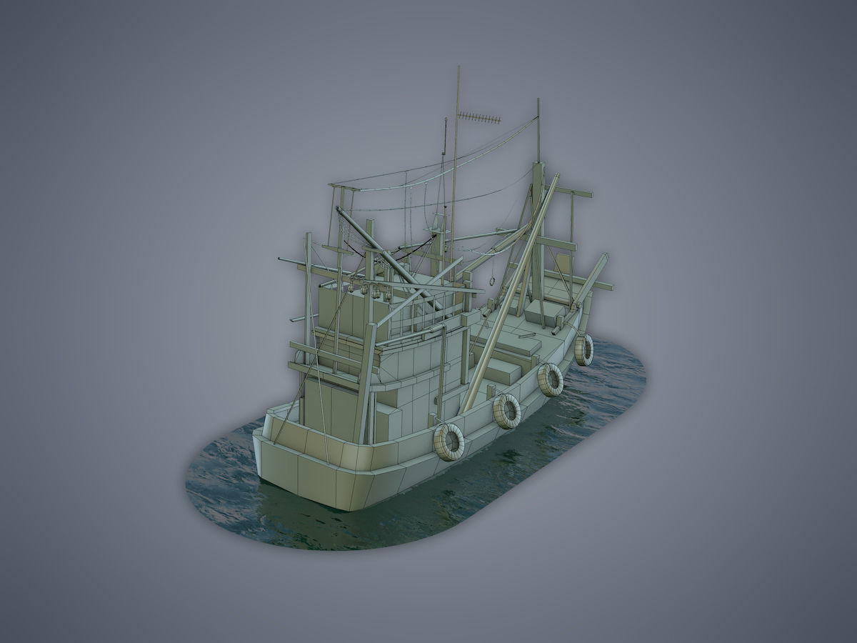 Thai Fishing boat Low-poly 3D model_9