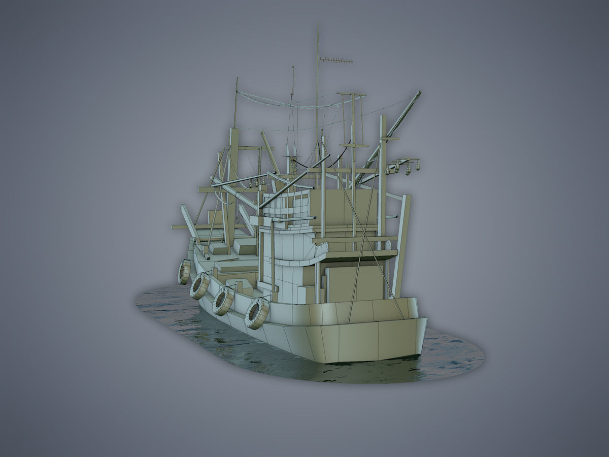 Thai Fishing boat Low-poly 3D model_15