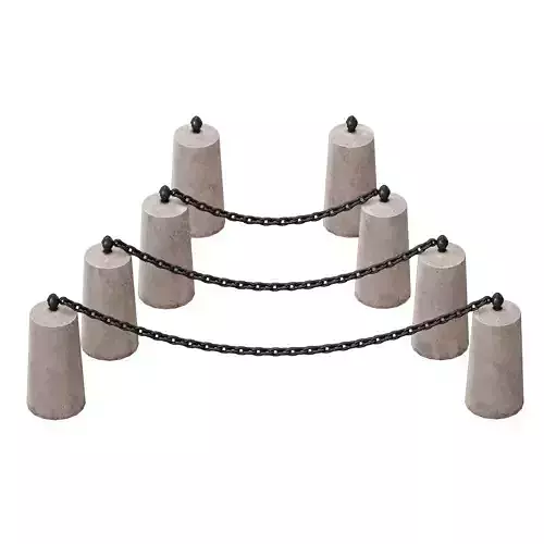 Fencing Concrete poles with chains 3D model
