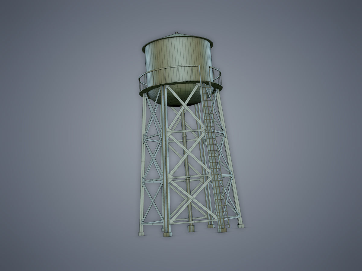 Water tower Low-poly 3D model_11