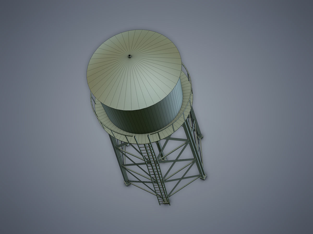 Water tower Low-poly 3D model_9