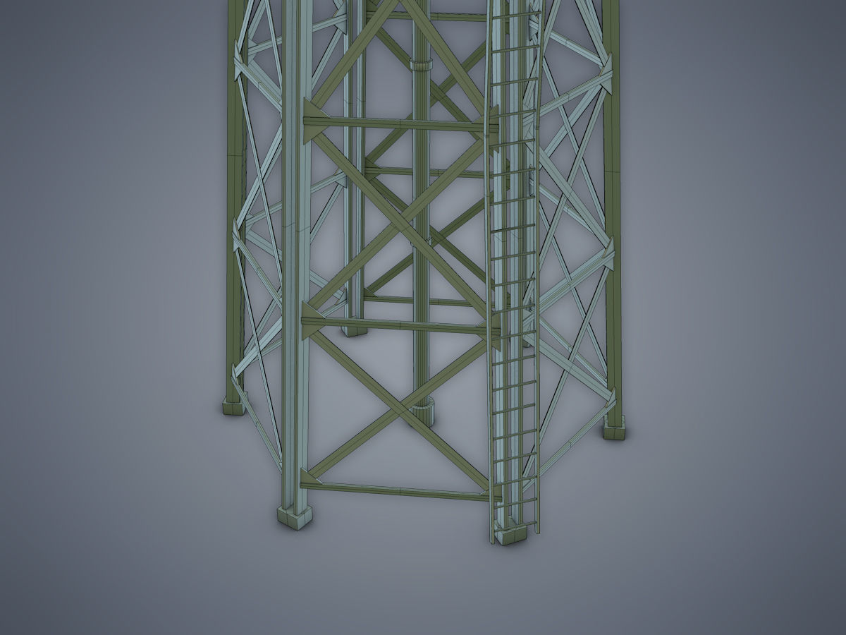 Water tower Low-poly 3D model_13