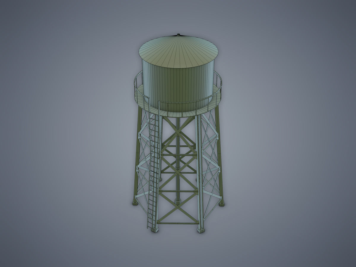 Water tower Low-poly 3D model_7