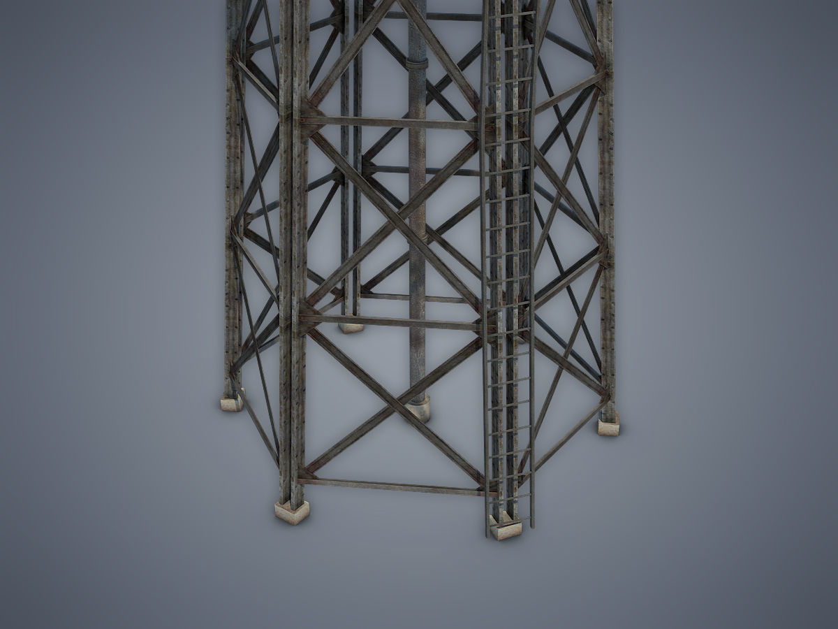 Water tower Low-poly 3D model_6