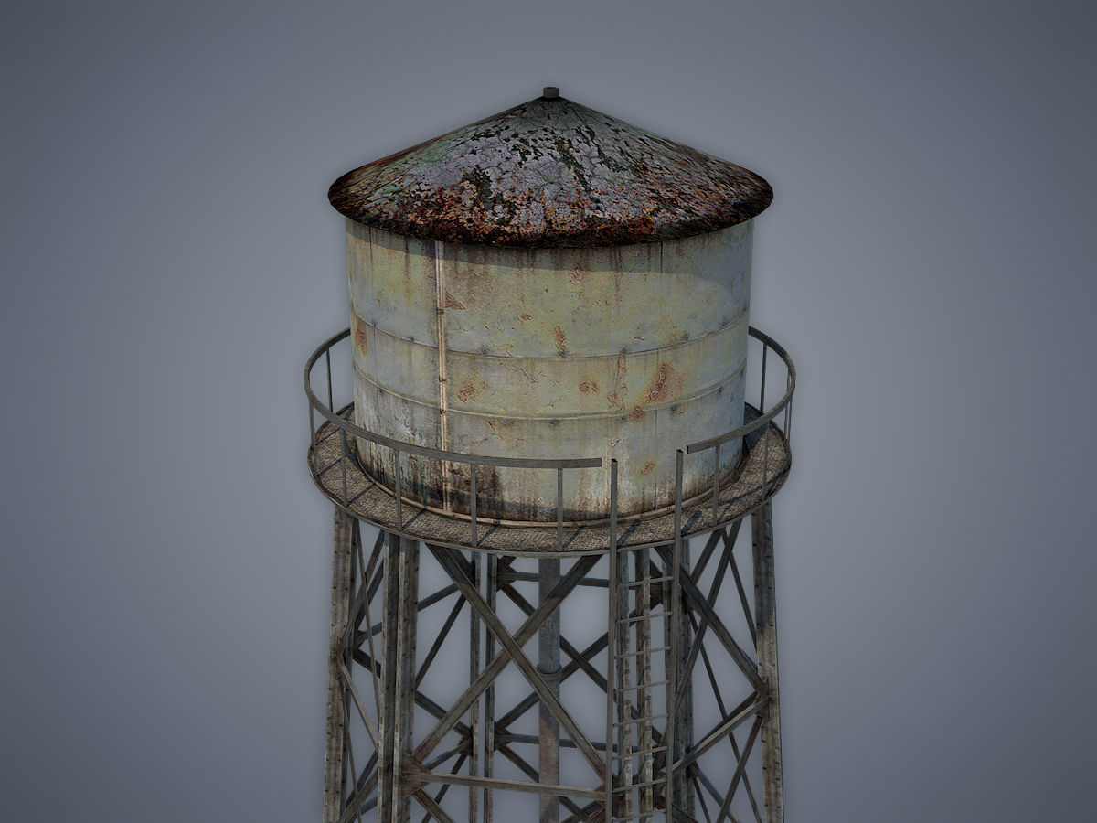 Water tower Low-poly 3D model_5