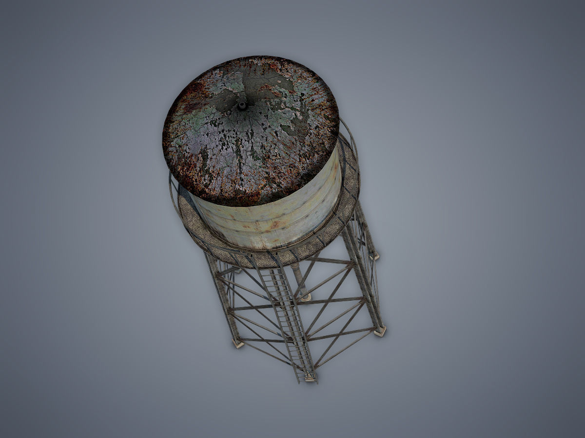 Water tower Low-poly 3D model_2