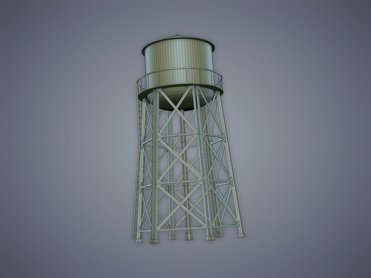 Water tower Low-poly 3D model_10