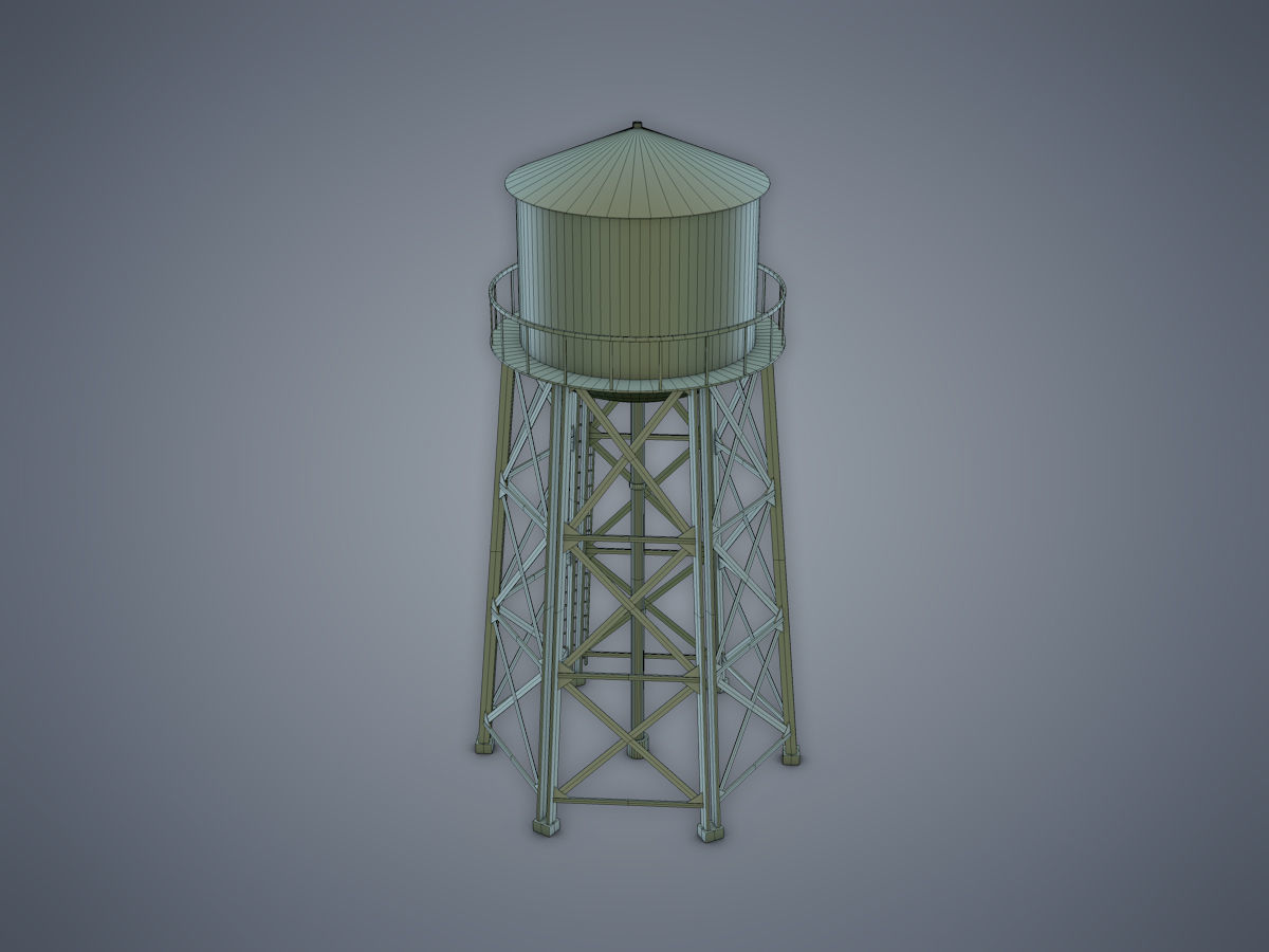Water tower Low-poly 3D model_8
