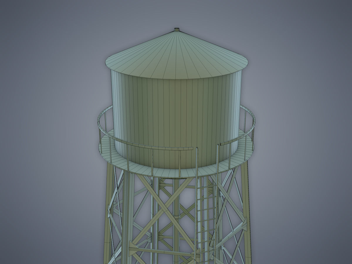 Water tower Low-poly 3D model_12