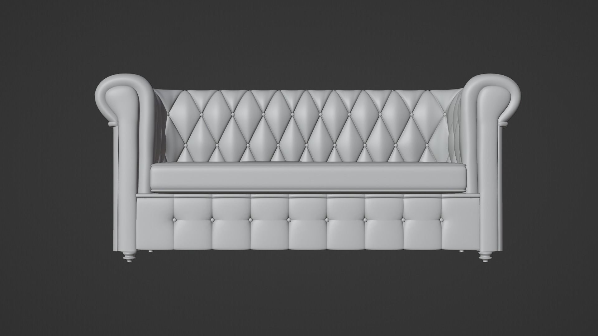 Chesterfield leather sofa red 3D model_3