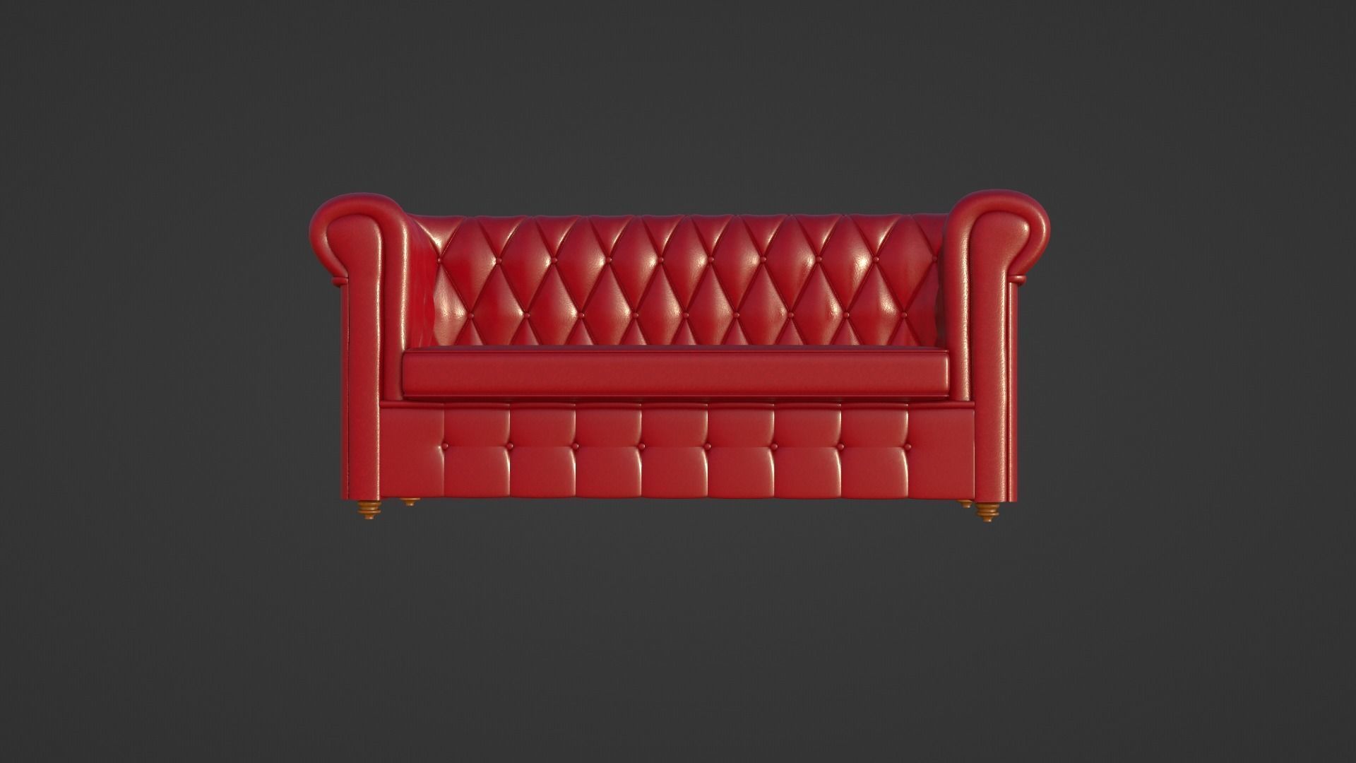 Chesterfield leather sofa red 3D model_5