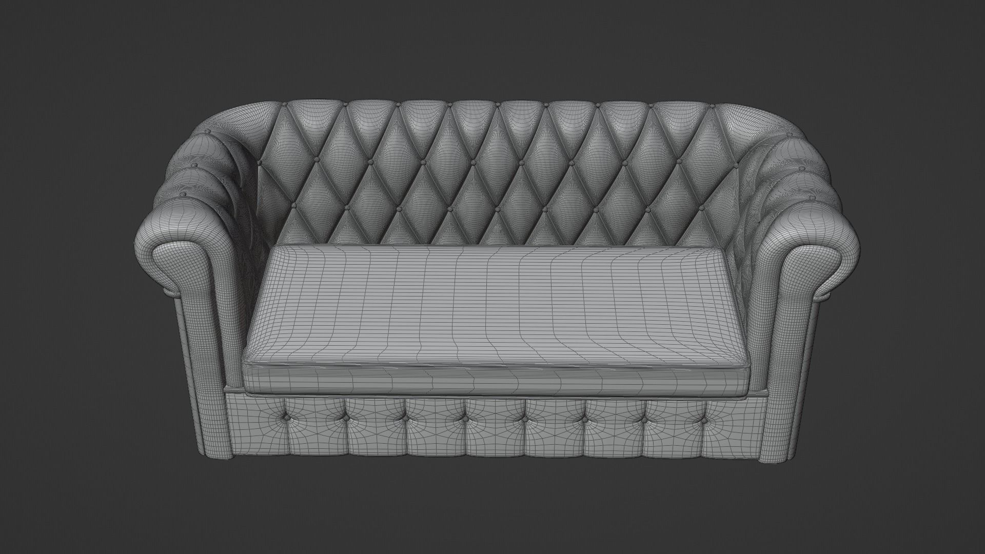 Chesterfield leather sofa red 3D model_8
