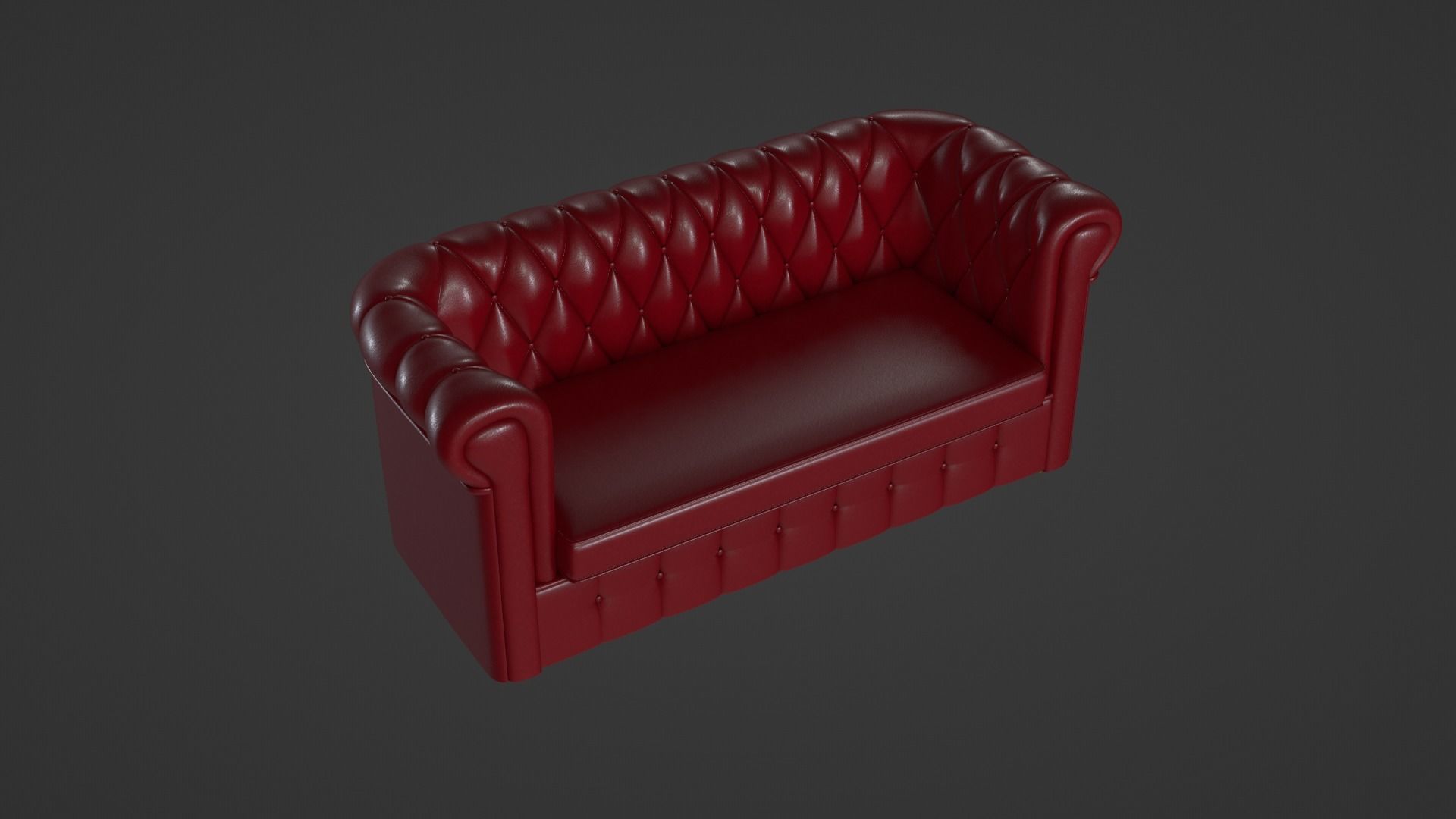 Chesterfield leather sofa red 3D model_16