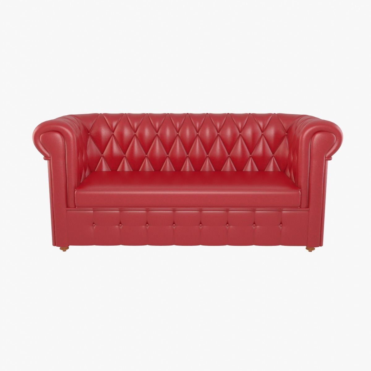 Chesterfield leather sofa red 3D model_2