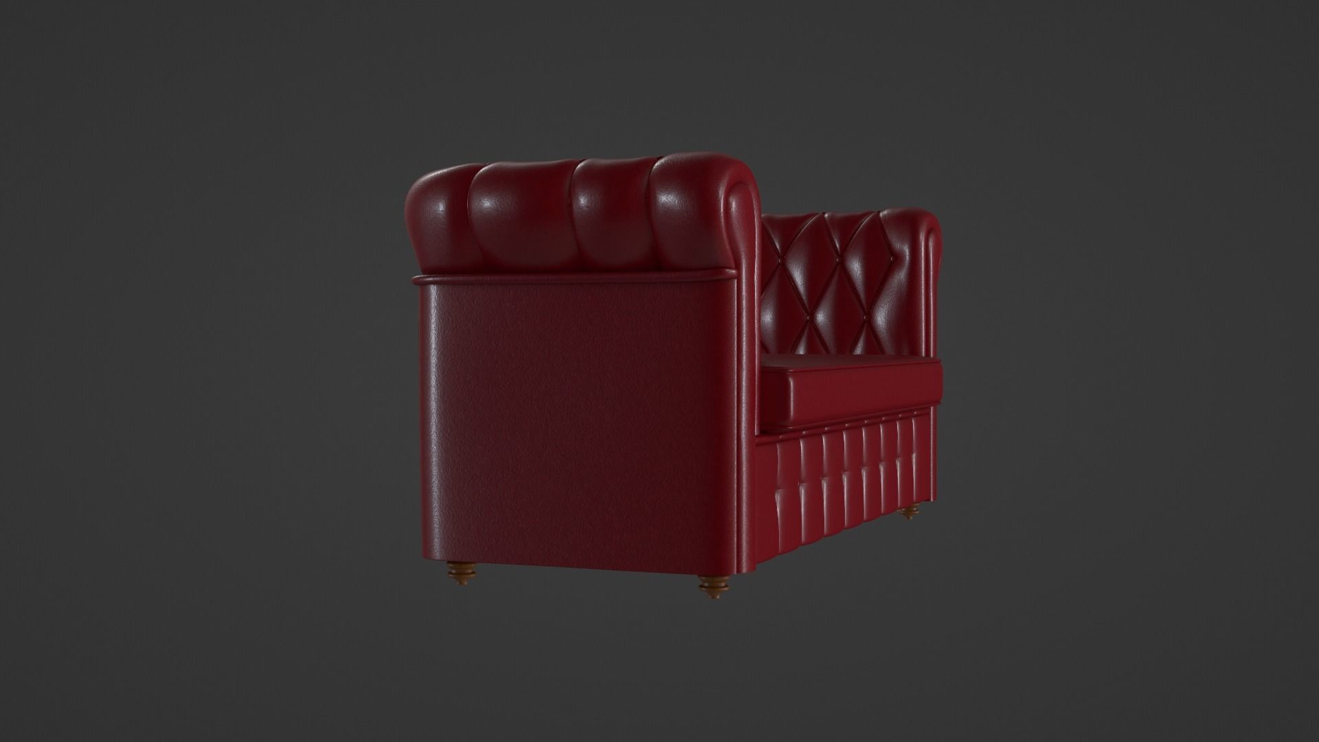 Chesterfield leather sofa red 3D model_19