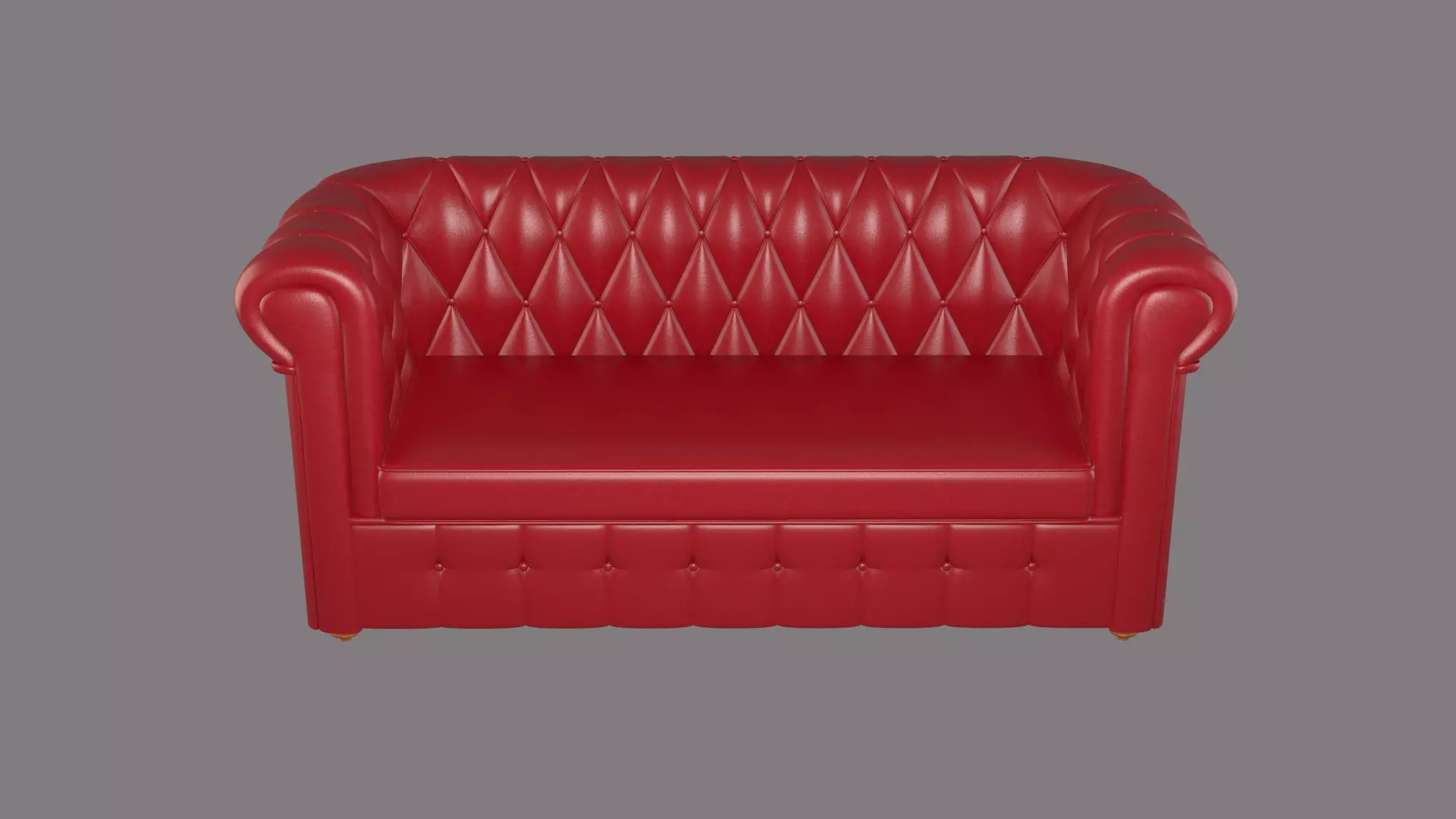 Chesterfield leather sofa red 3D model_0