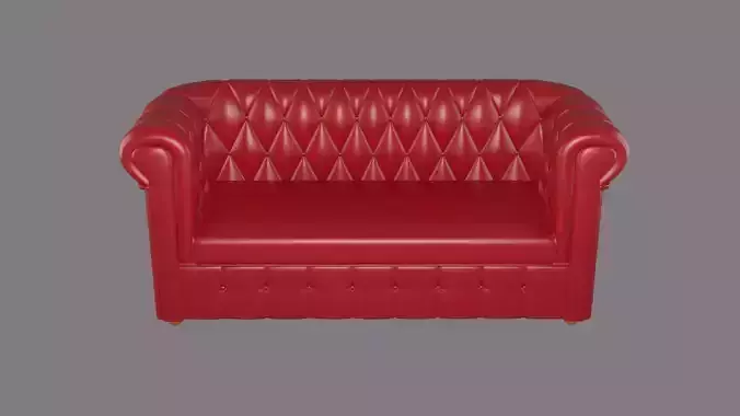 Chesterfield leather sofa red