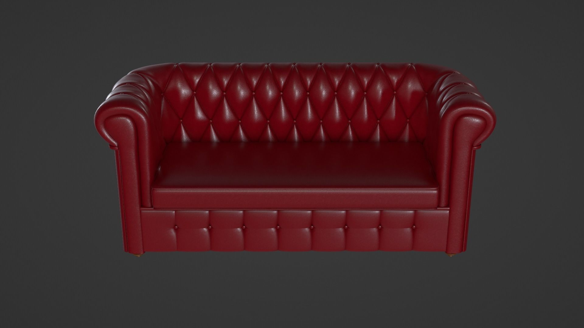Chesterfield leather sofa red 3D model_10