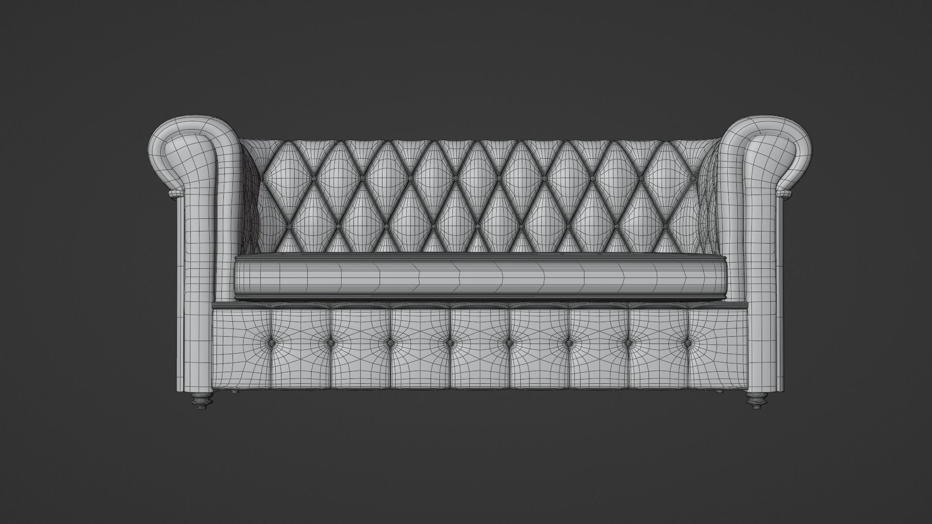 Chesterfield leather sofa red 3D model_4