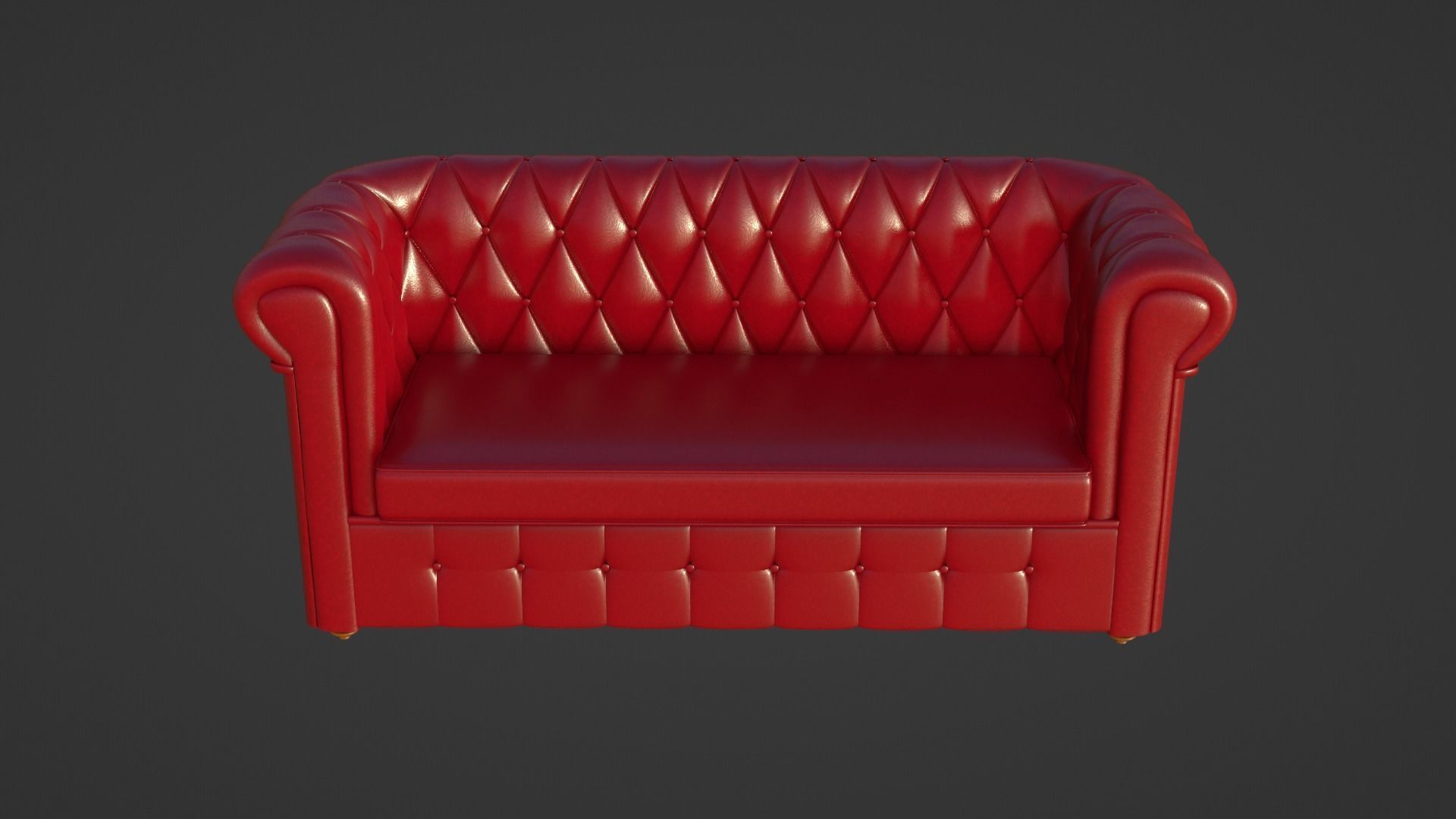 Chesterfield leather sofa red 3D model_9