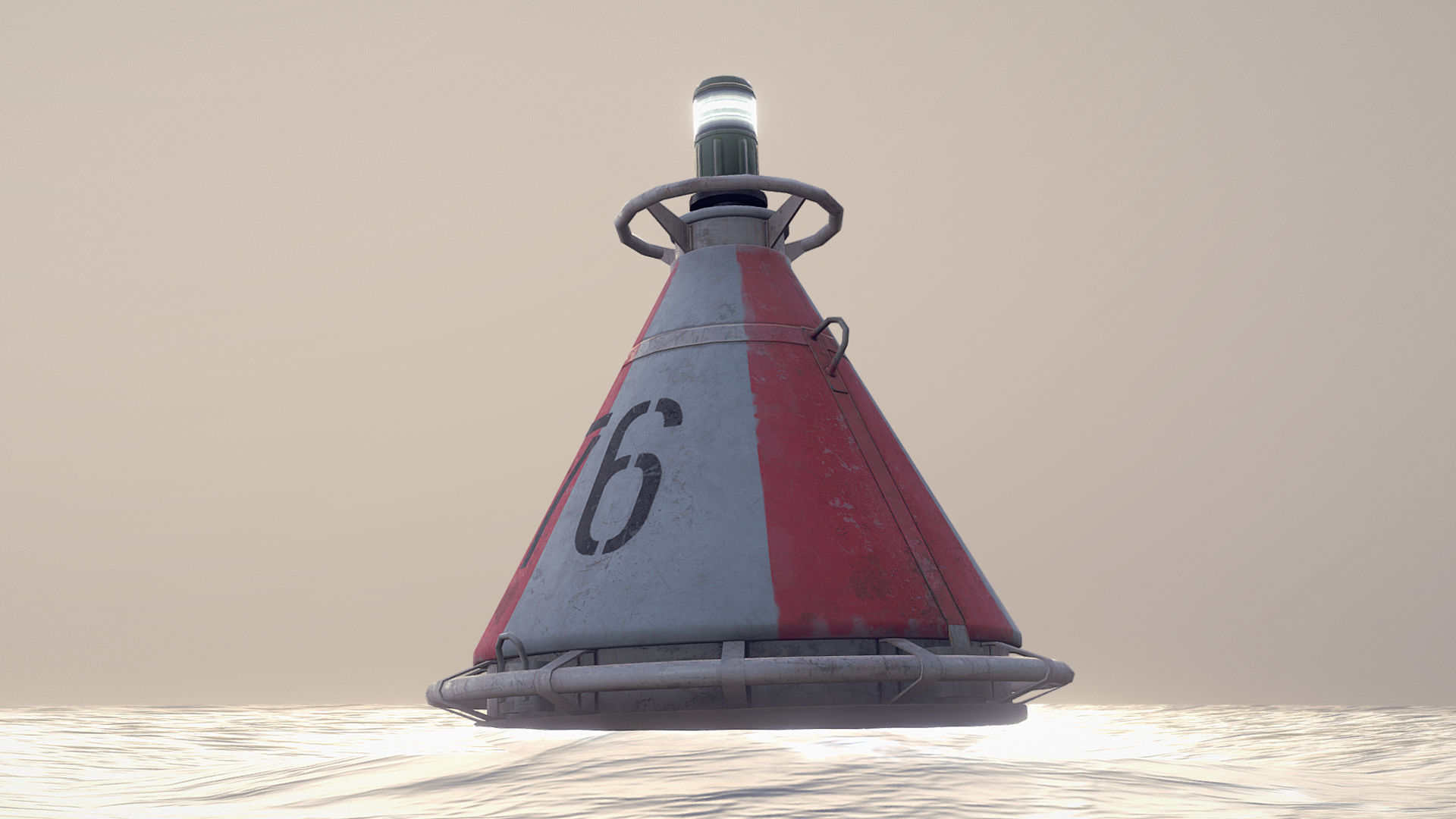 Buoy River RB-4-01 Divide Mark Low-poly 3D model_1