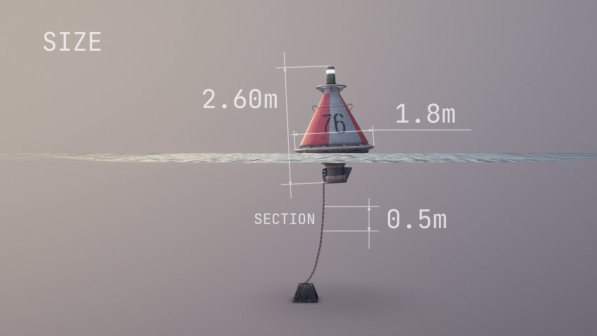 Buoy River RB-4-01 Divide Mark Low-poly 3D model_5