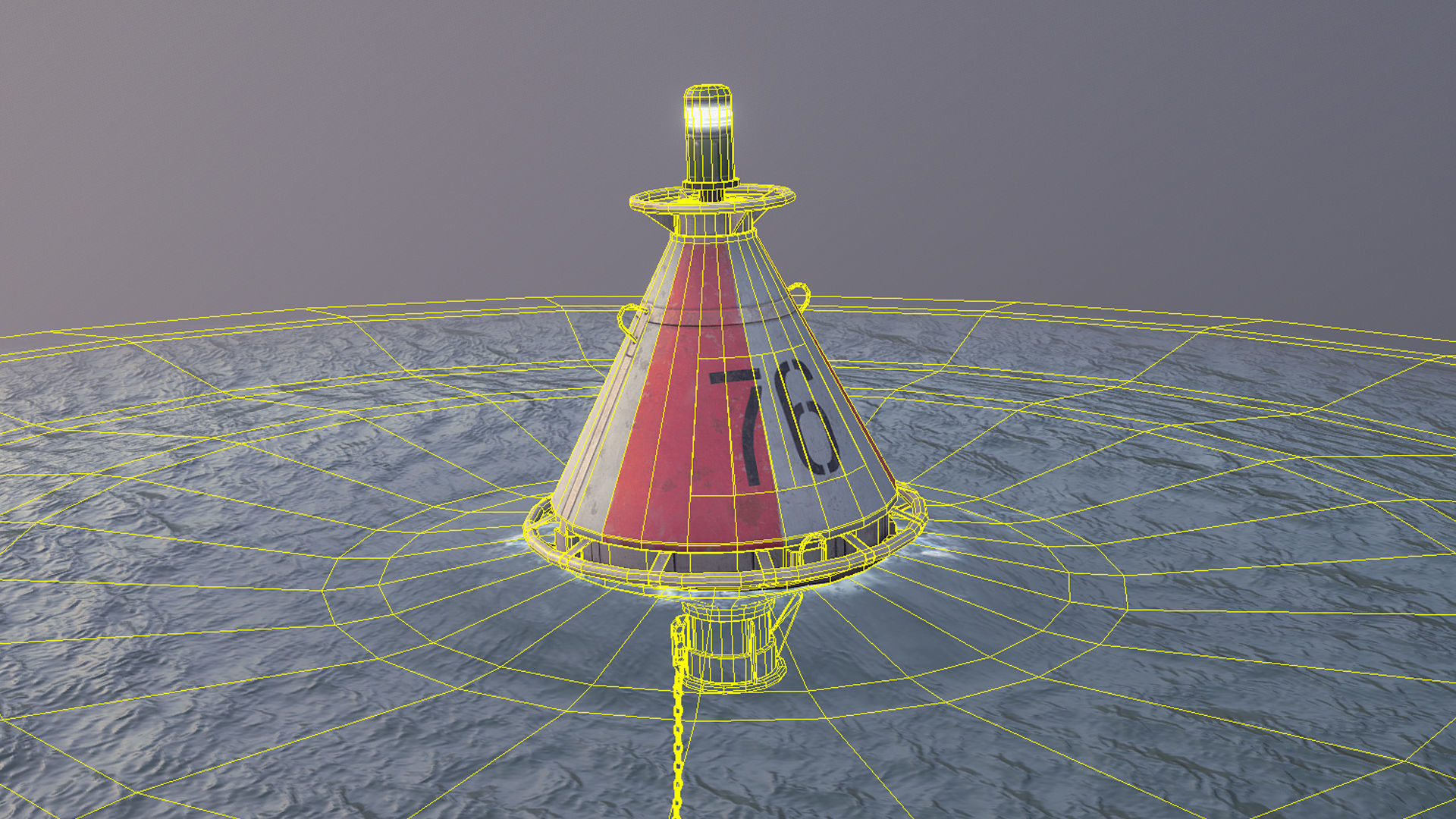 Buoy River RB-4-01 Divide Mark Low-poly 3D model_23