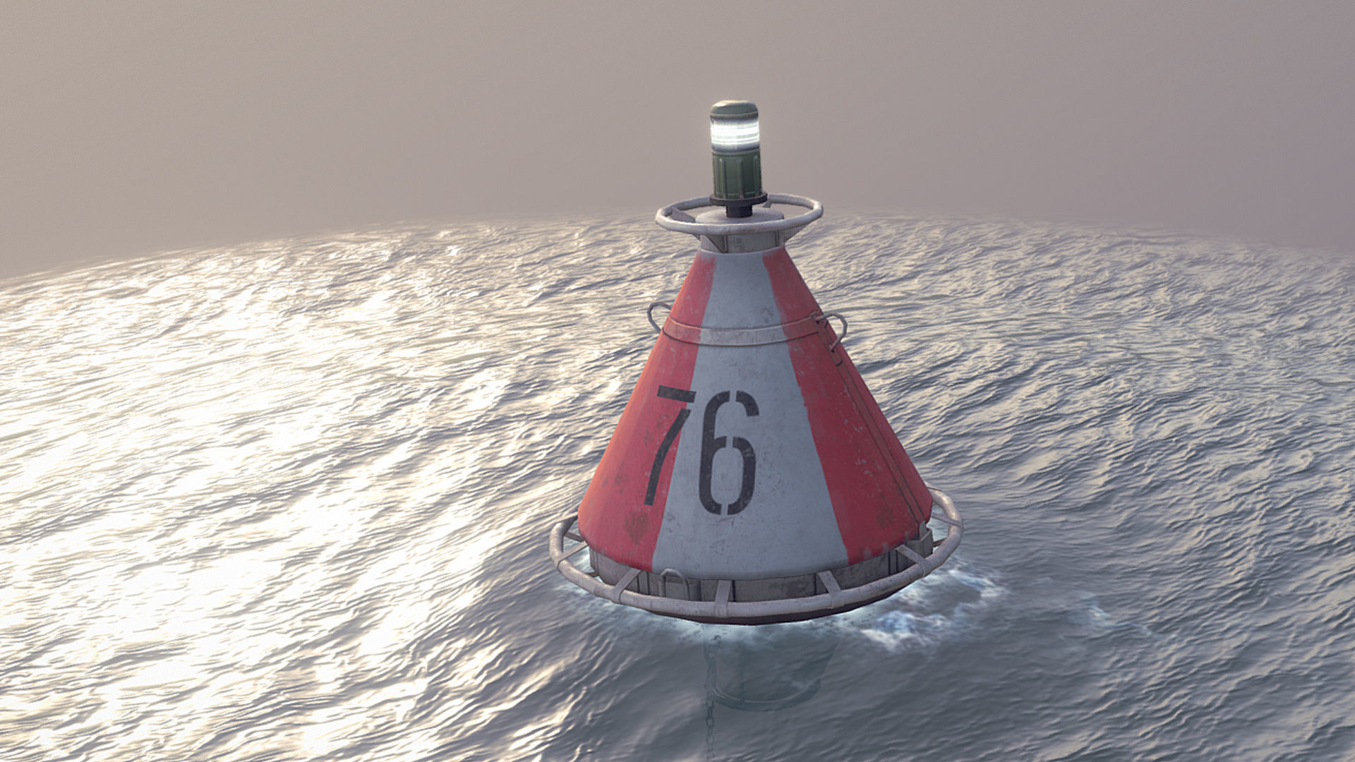 Buoy River RB-4-01 Divide Mark Low-poly 3D model_2