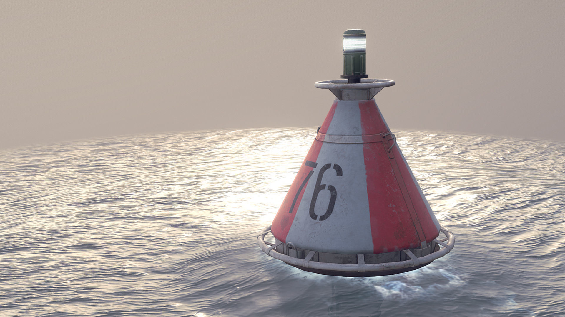 Buoy River RB-4-01 Divide Mark Low-poly 3D model_4