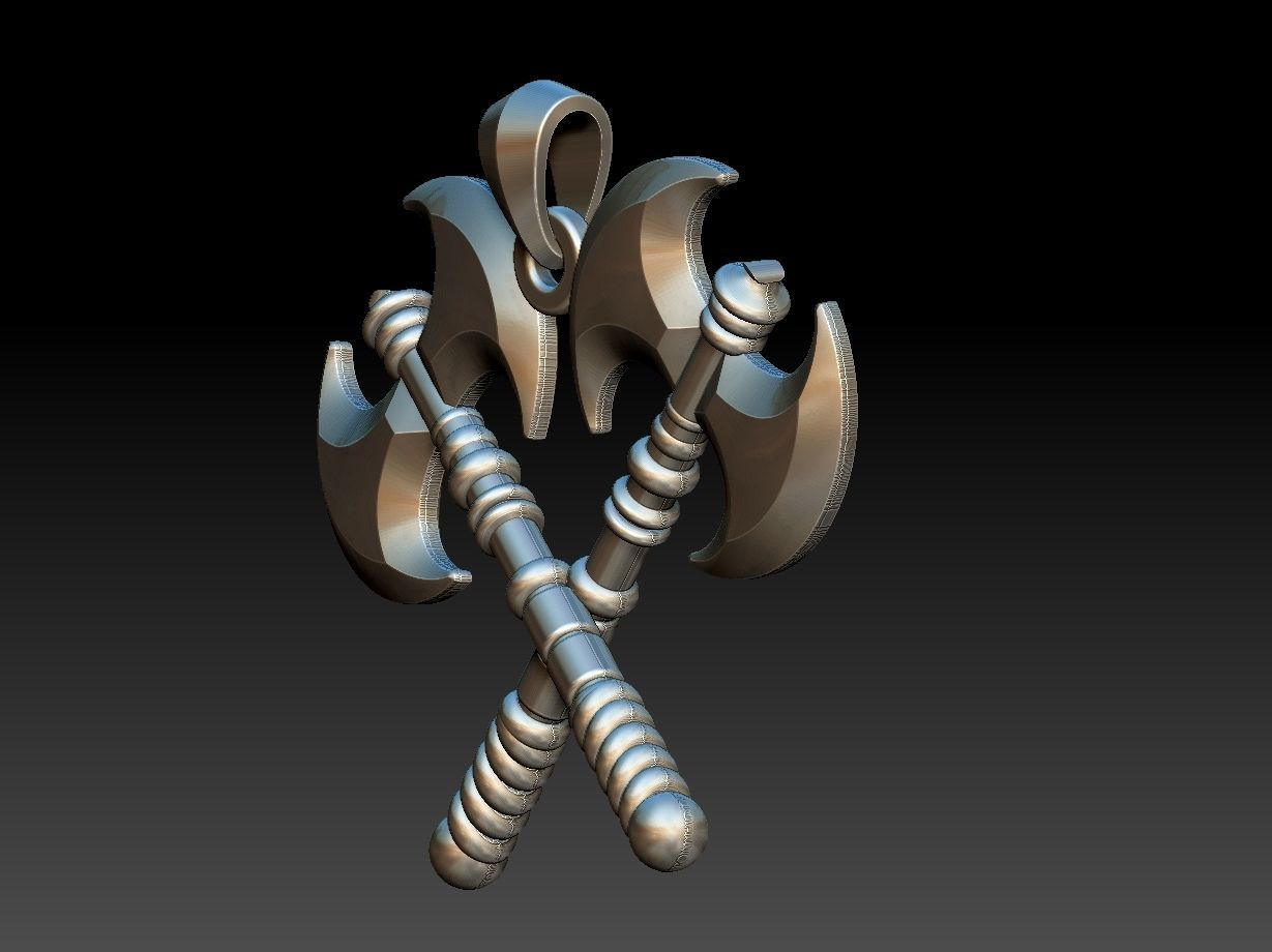 Double Axe Machado pendant 3D print model_5