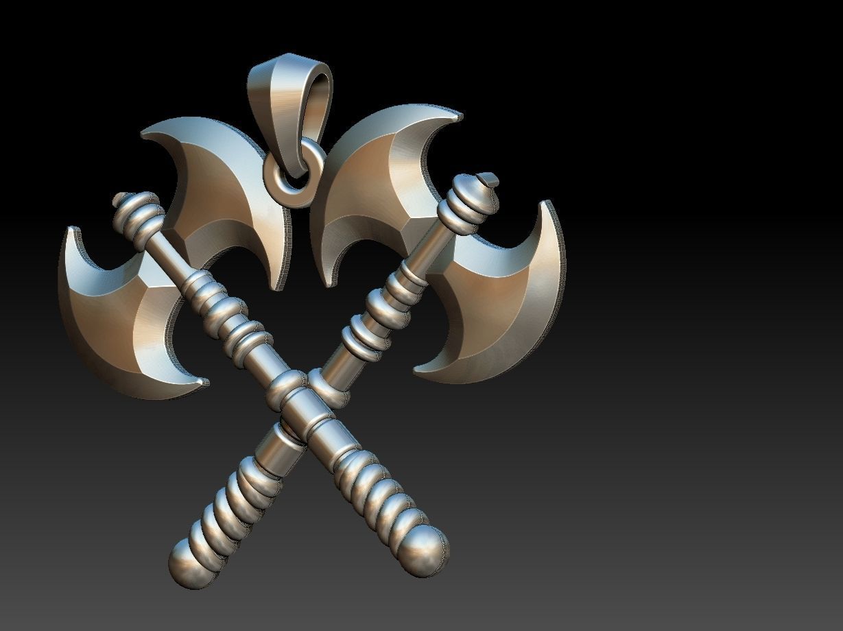 Double Axe Machado pendant 3D print model_6
