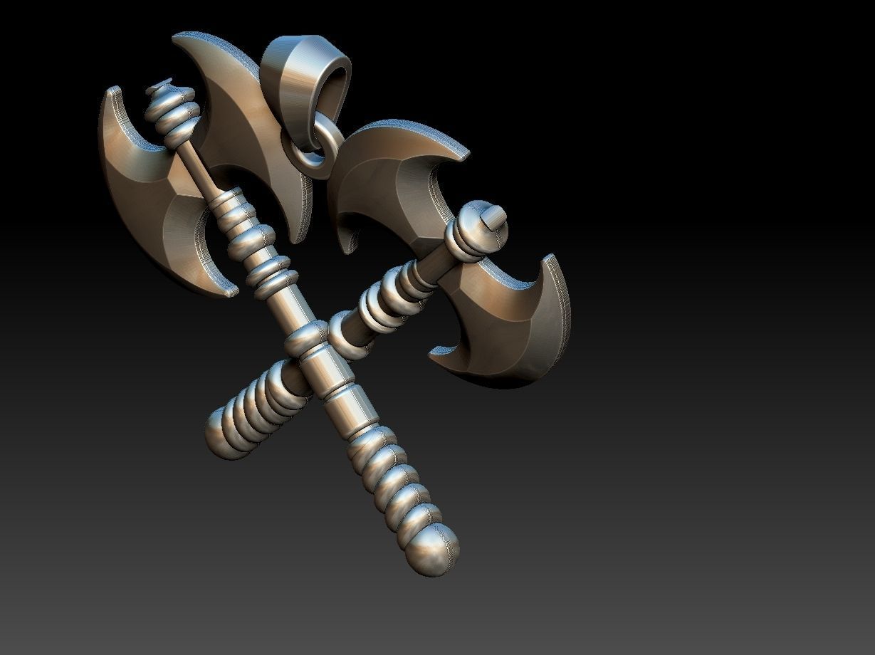 Double Axe Machado pendant 3D print model_8
