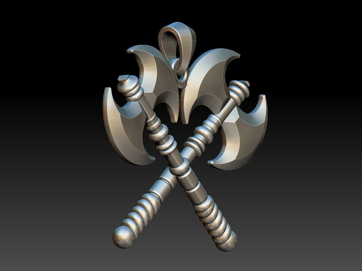Double Axe Machado pendant 3D print model_2