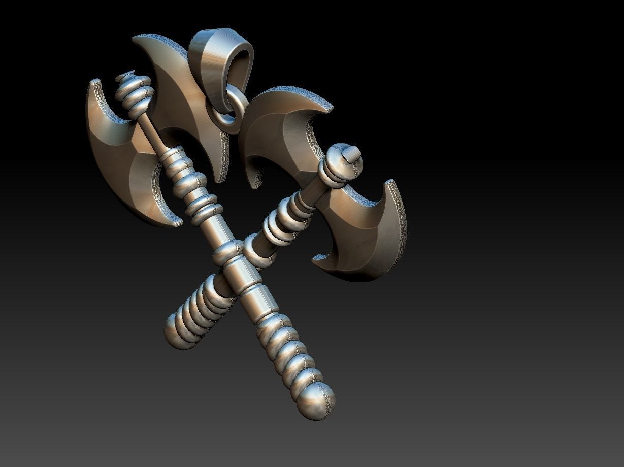 Double Axe Machado pendant 3D print model_7