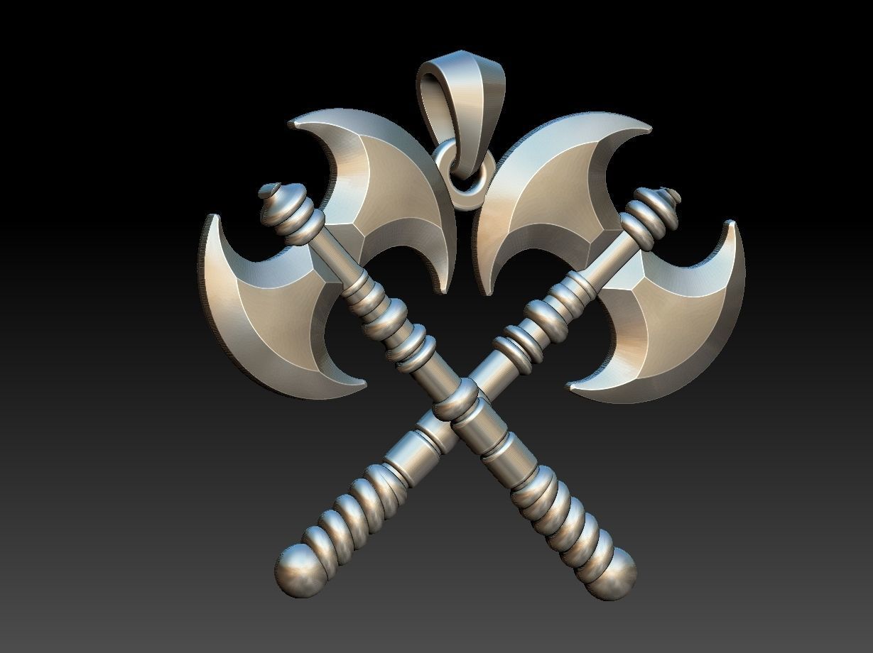 Double Axe Machado pendant 3D print model_1