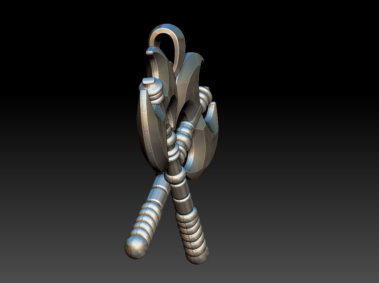 Double Axe Machado pendant 3D print model_3