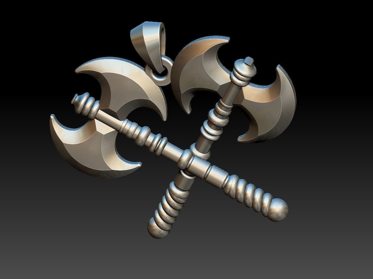 Double Axe Machado pendant 3D print model_11