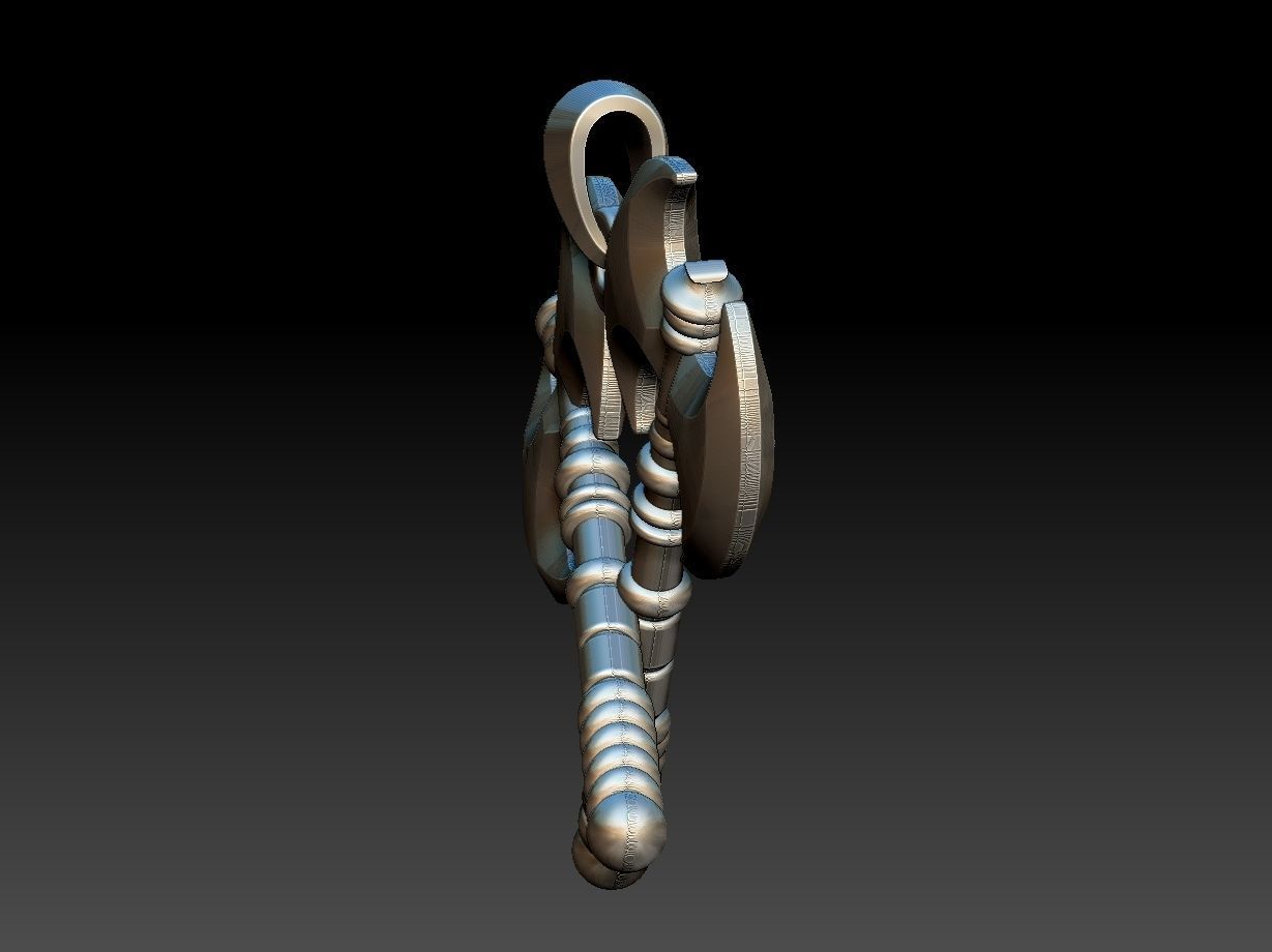 Double Axe Machado pendant 3D print model_4