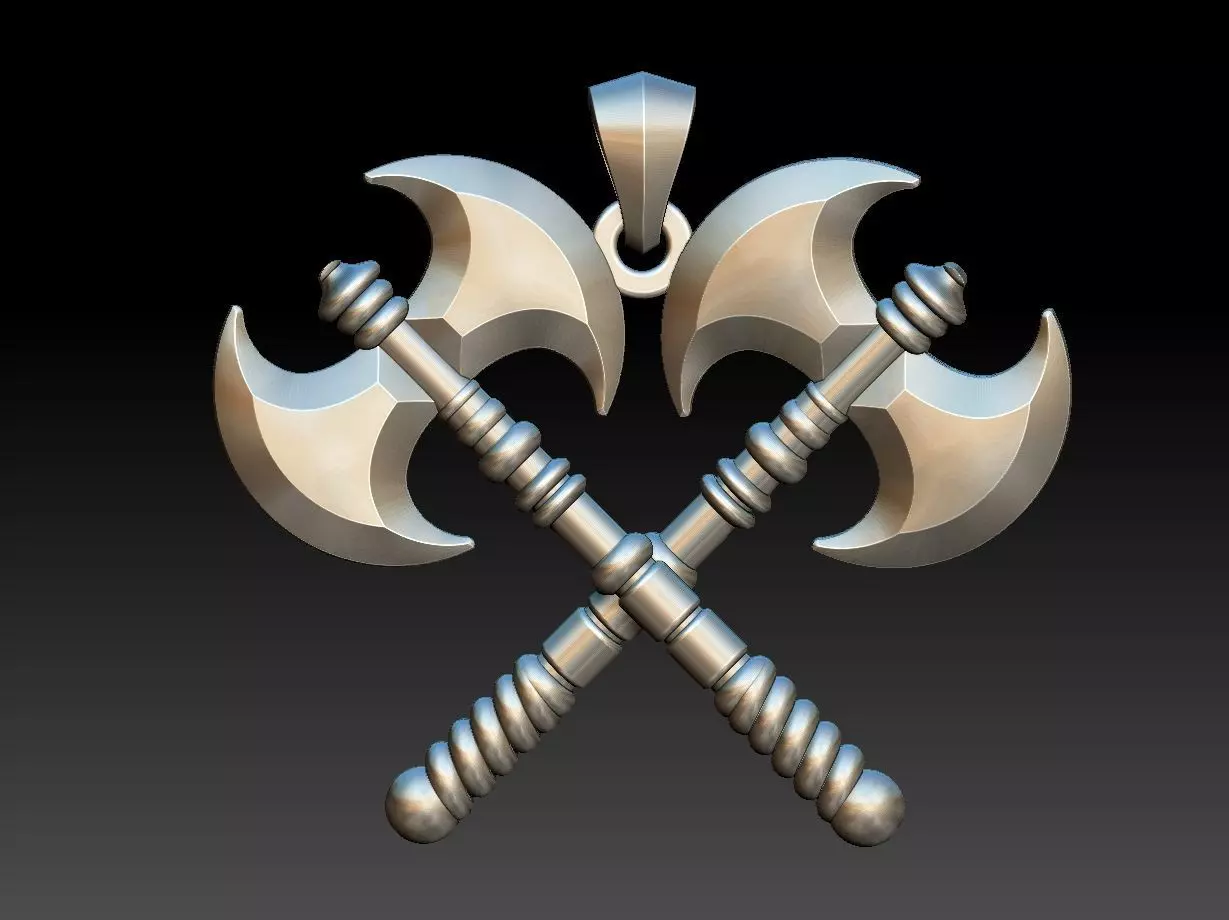 Double Axe Machado pendant 3D print model_0