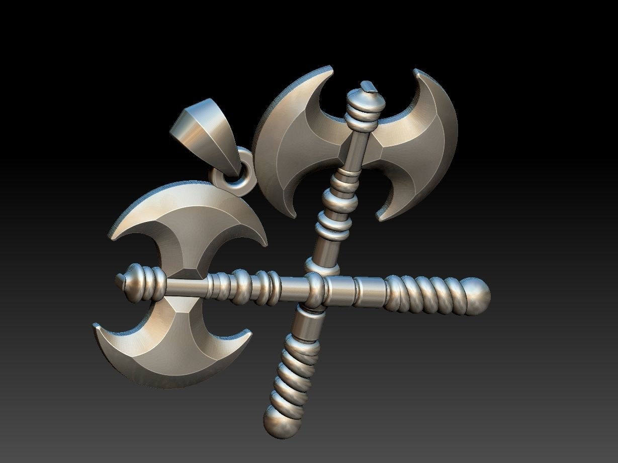 Double Axe Machado pendant 3D print model_10