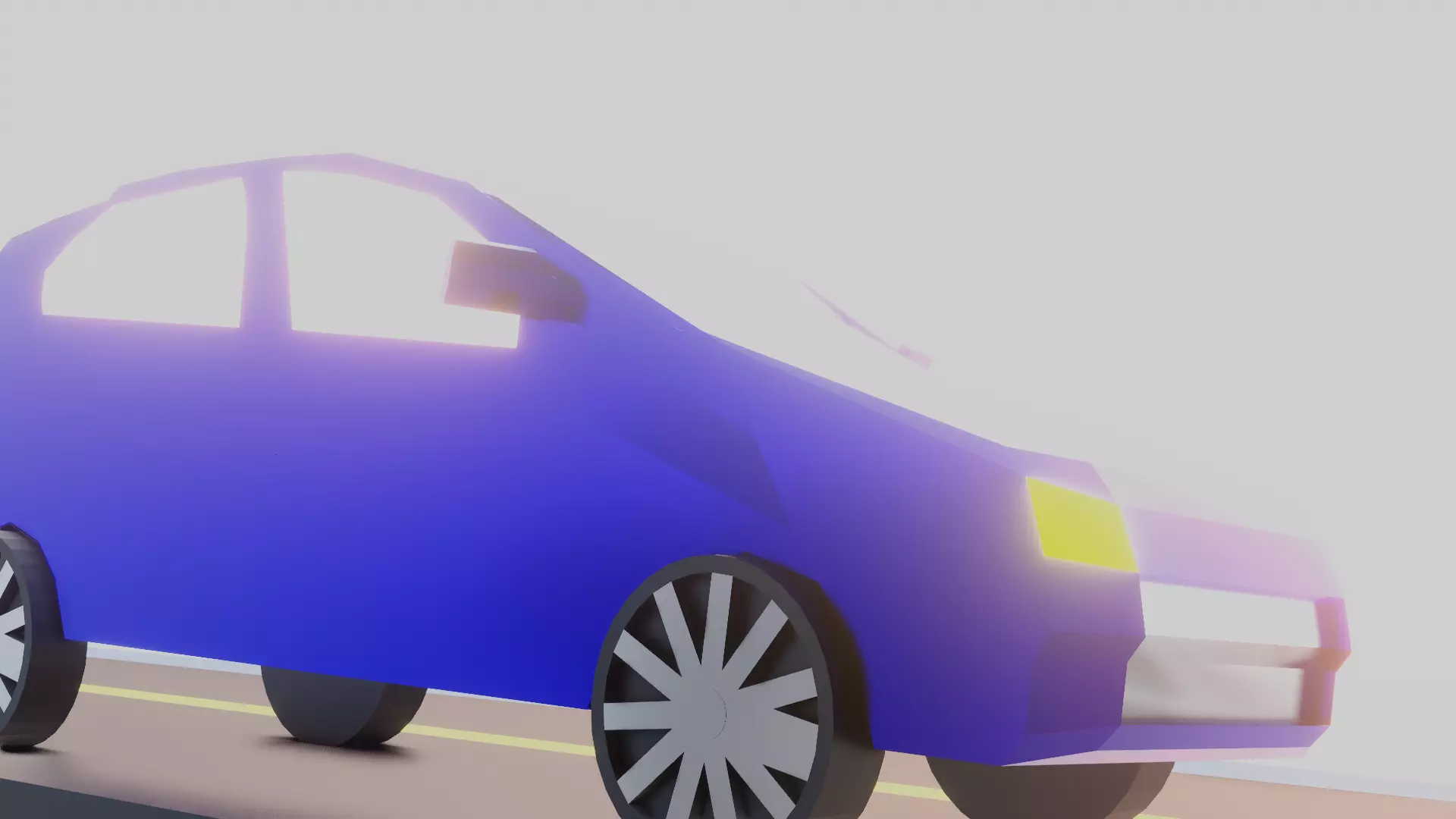 car 3d on road Low-poly 3D model_0