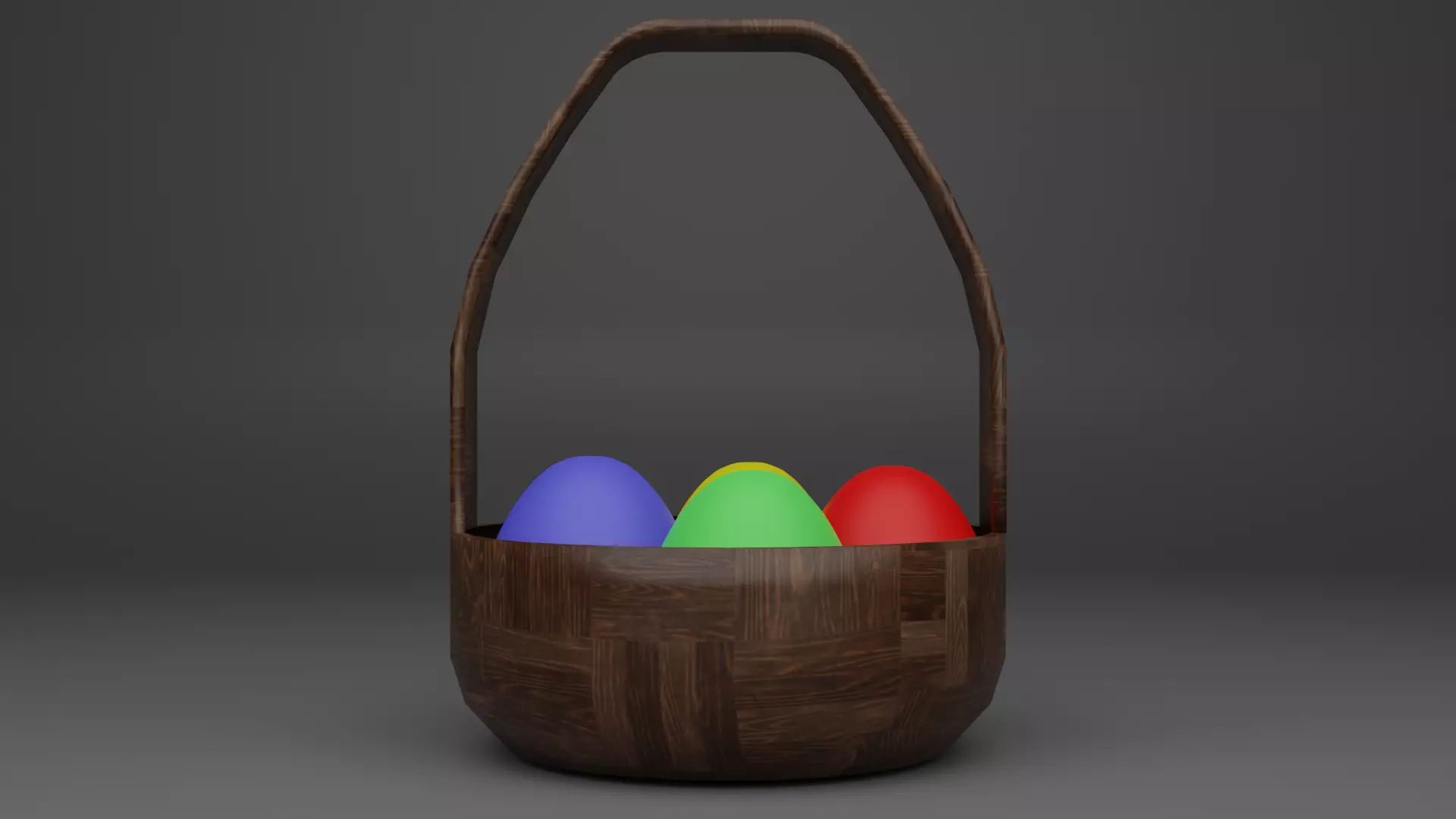 Basket with Colorful Eggs Free low-poly 3D model