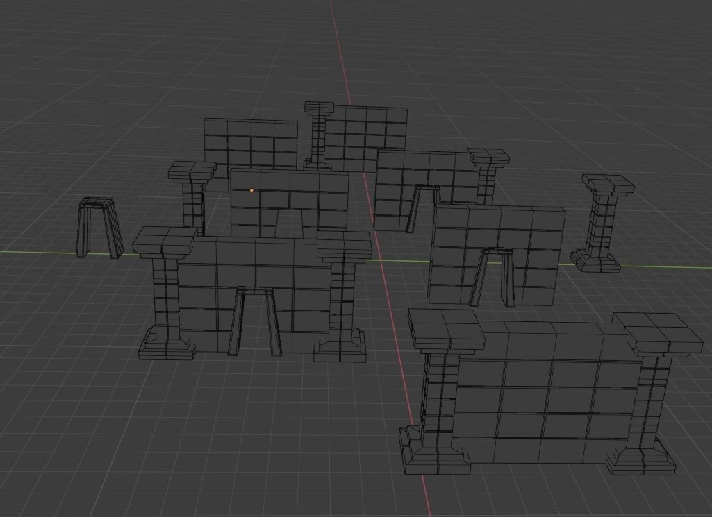 Modular Dungeon Walls Set Low-poly 3D model_1