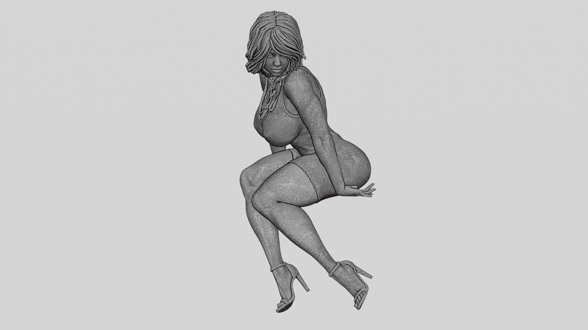 Sexy Secretary Sitting in the Office Chair 3D print model_13