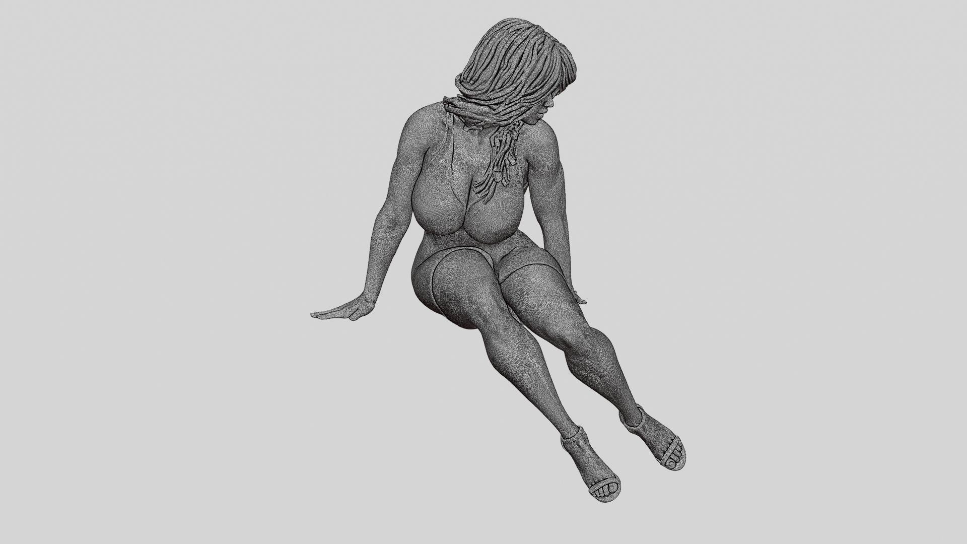 Sexy Secretary Sitting in the Office Chair 3D print model_14