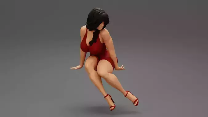 Sexy Secretary Sitting in the Office Chair 3D print model