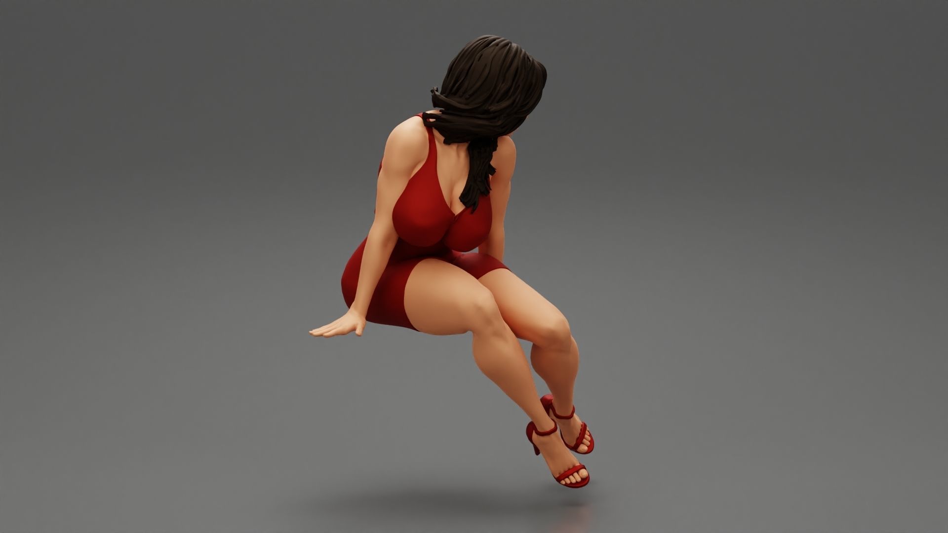 Sexy Secretary Sitting in the Office Chair 3D print model_1