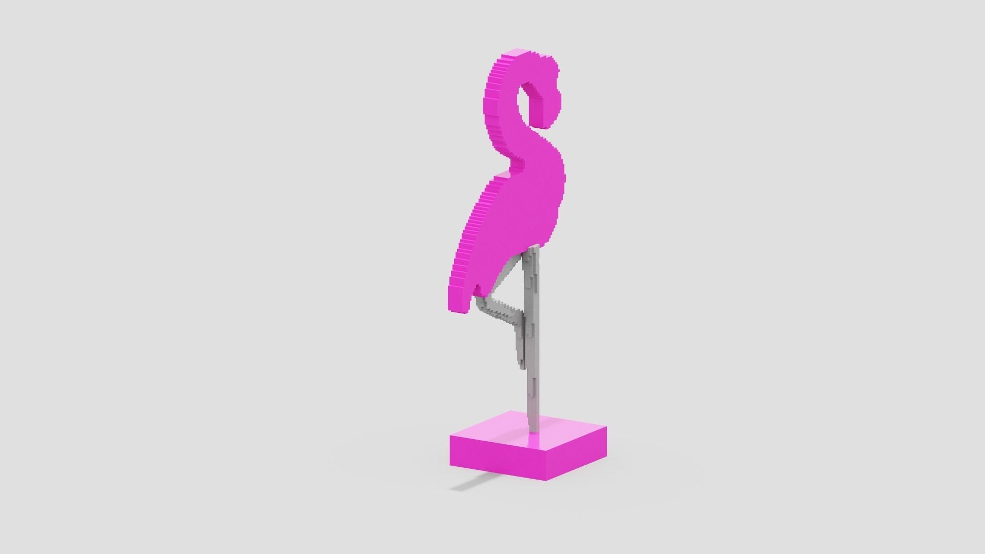 Voxel Flamingo Decor Low-poly 3D model_11
