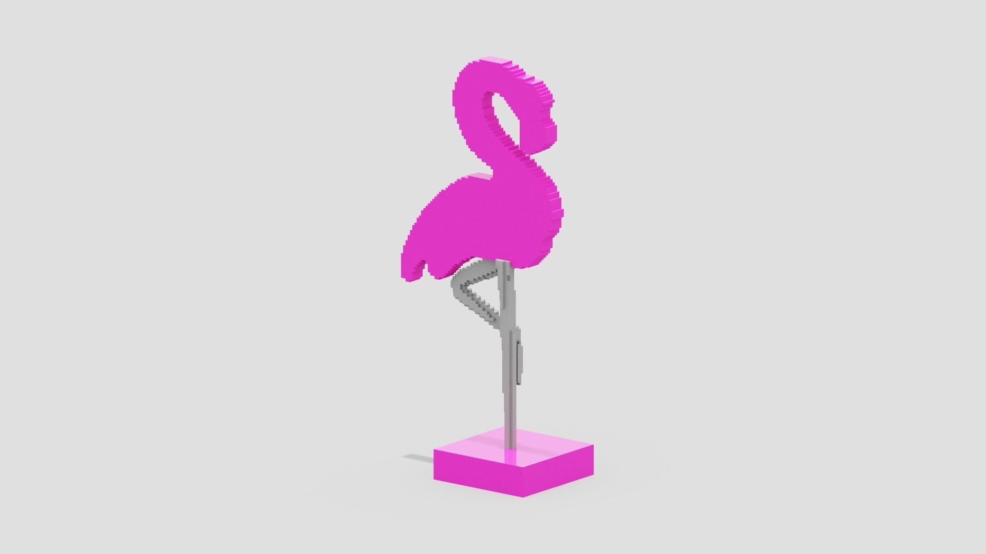 Voxel Flamingo Decor Low-poly 3D model_8