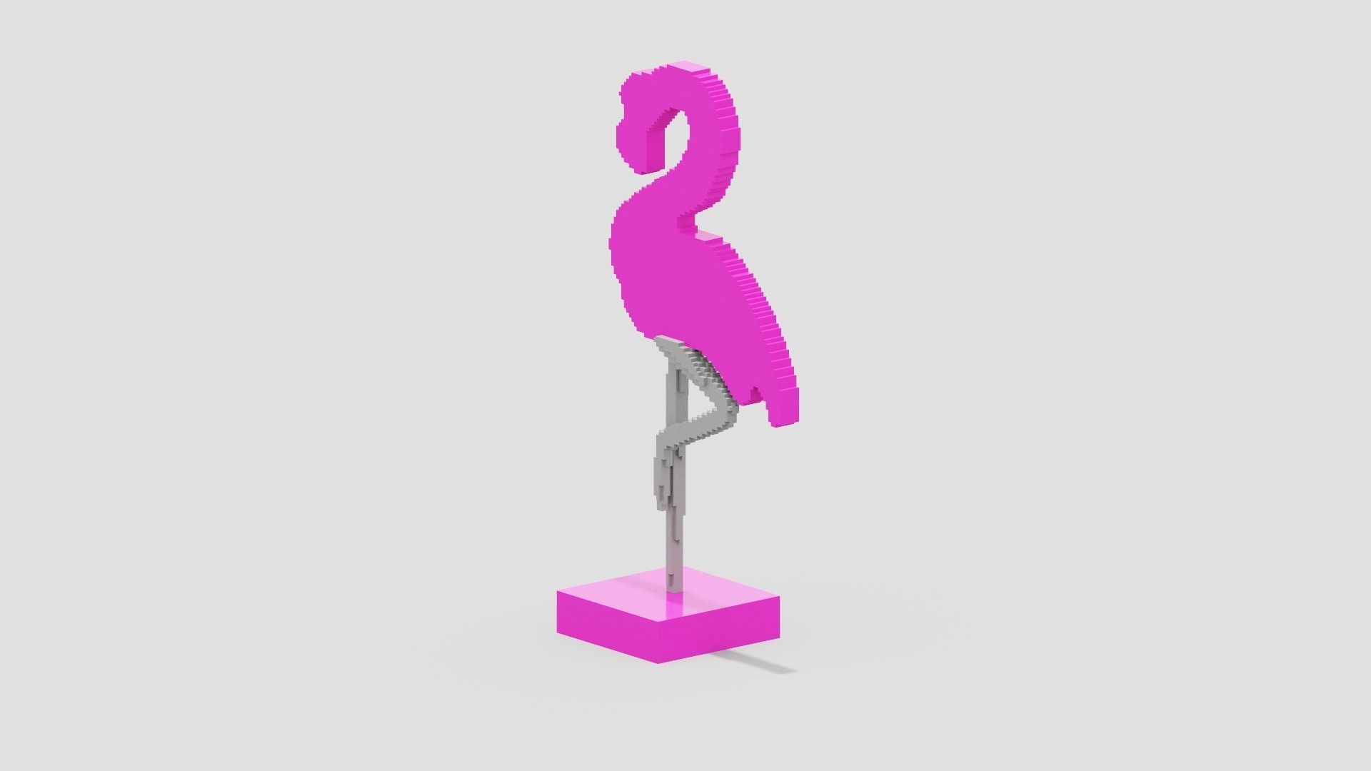 Voxel Flamingo Decor Low-poly 3D model_2